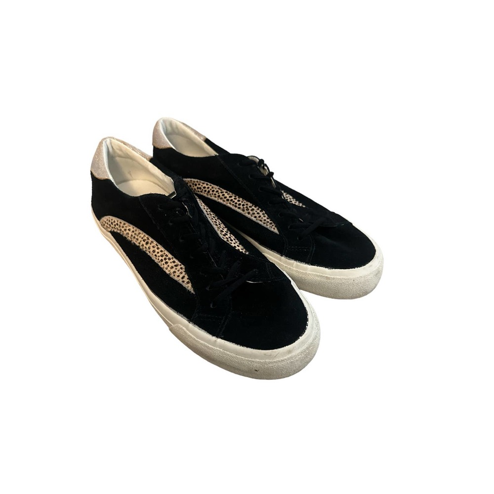 Women 9M Madewell MWL AA177 Sidewalk Lowtop Sneakers Spot Dot Black Shoes